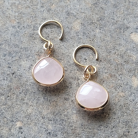 Rose Quartz Fauceted Earrings - Picture 2 of 5